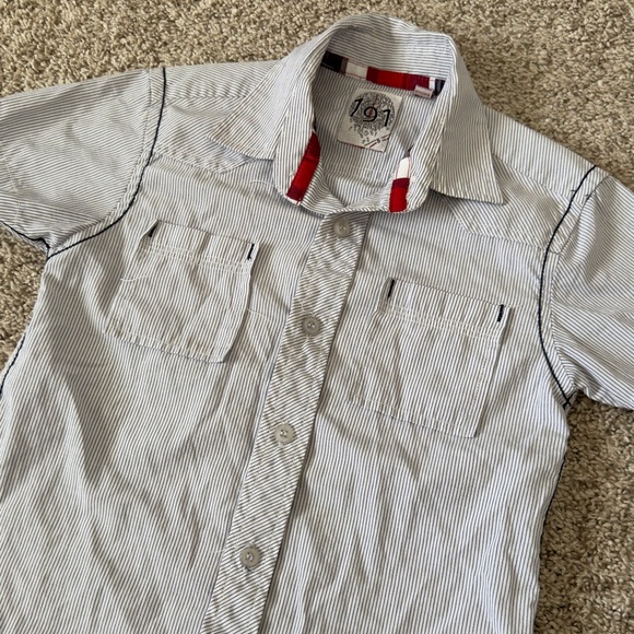 191 Unlimited Button down short sleeve collared striped tshirt shirt boys size 6 - Picture 3 of 6